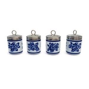 Vintage Williams Sonoma Grand Cuisine Floral Spice Jars/ Egg Coddlerers Set of 4